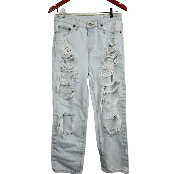 Carmar Emilia High Waist Distressed Light Blue Washed Cropped Jeans Size 28 - Picture 2 of 13